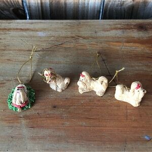 Set of 4 Lhasa Apso Miniature Christmas Holiday Ornaments